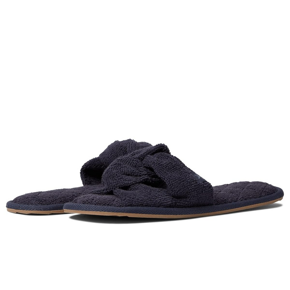 Barefoot Dreams Womens Towel Terry Gray Solid Cotton Slide Sandals in Blue